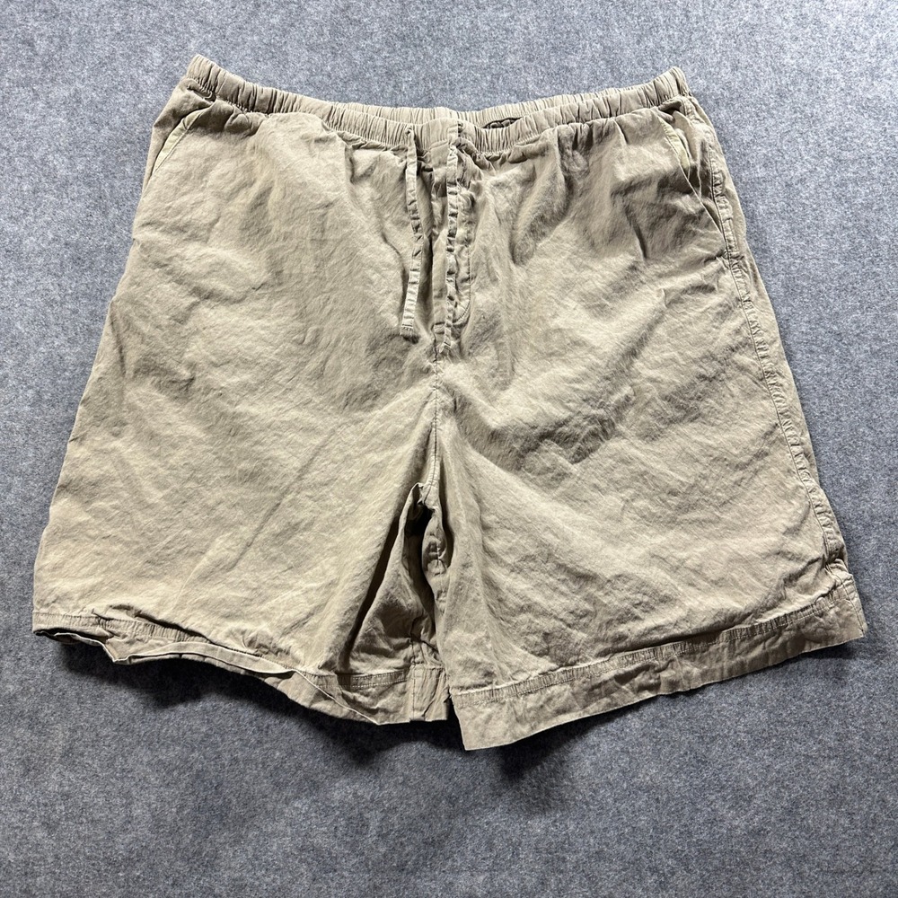 Athleta Paradise Mid Rise 8" Bermuda Drawstring Shorts L Tan Elastic Waist